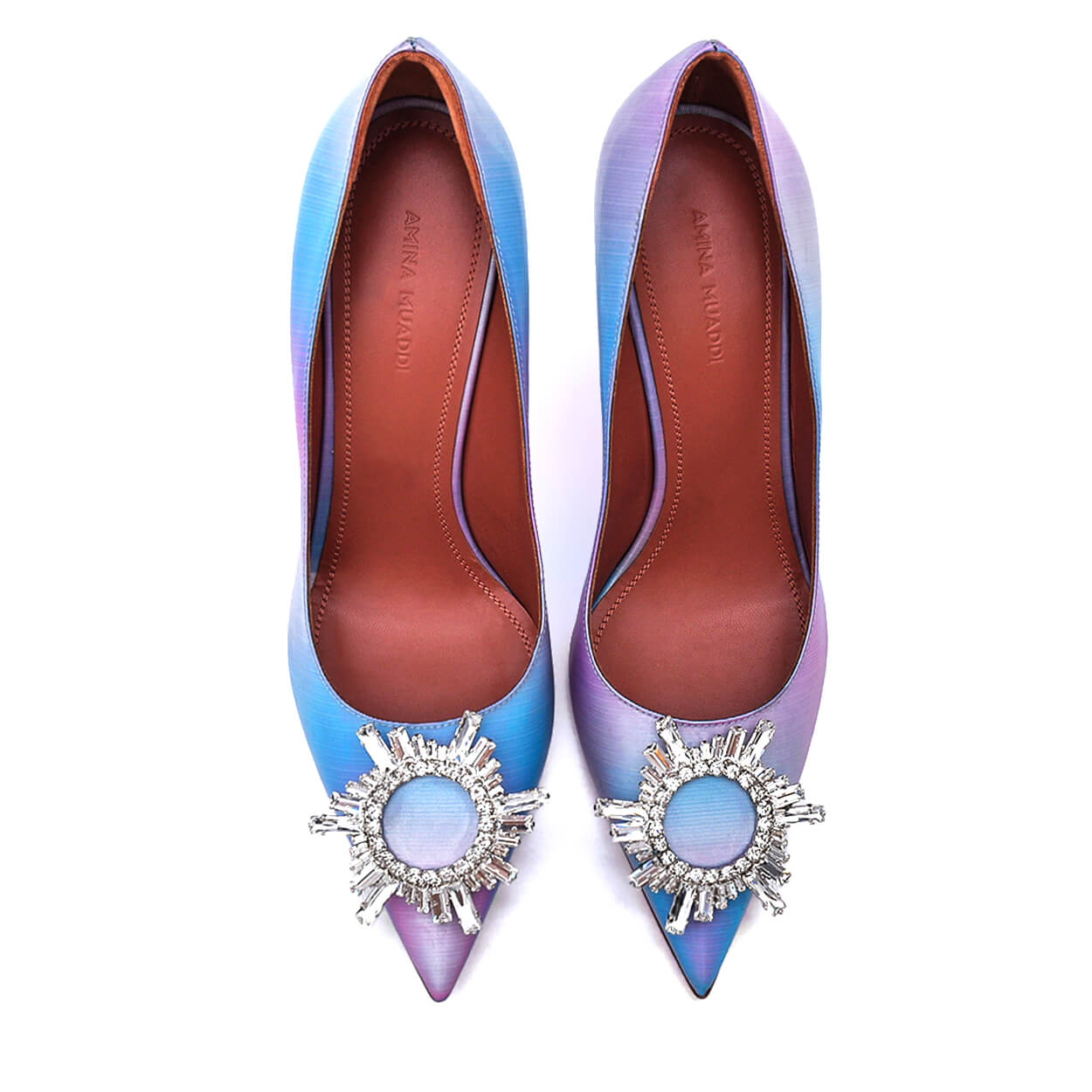 Amina Muaddi - Purple & Blue Begum Crystal Embellished Pumps 38